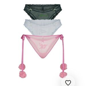 New SKIMS Fine Mesh Holiday Bikini Panties 3 pack L